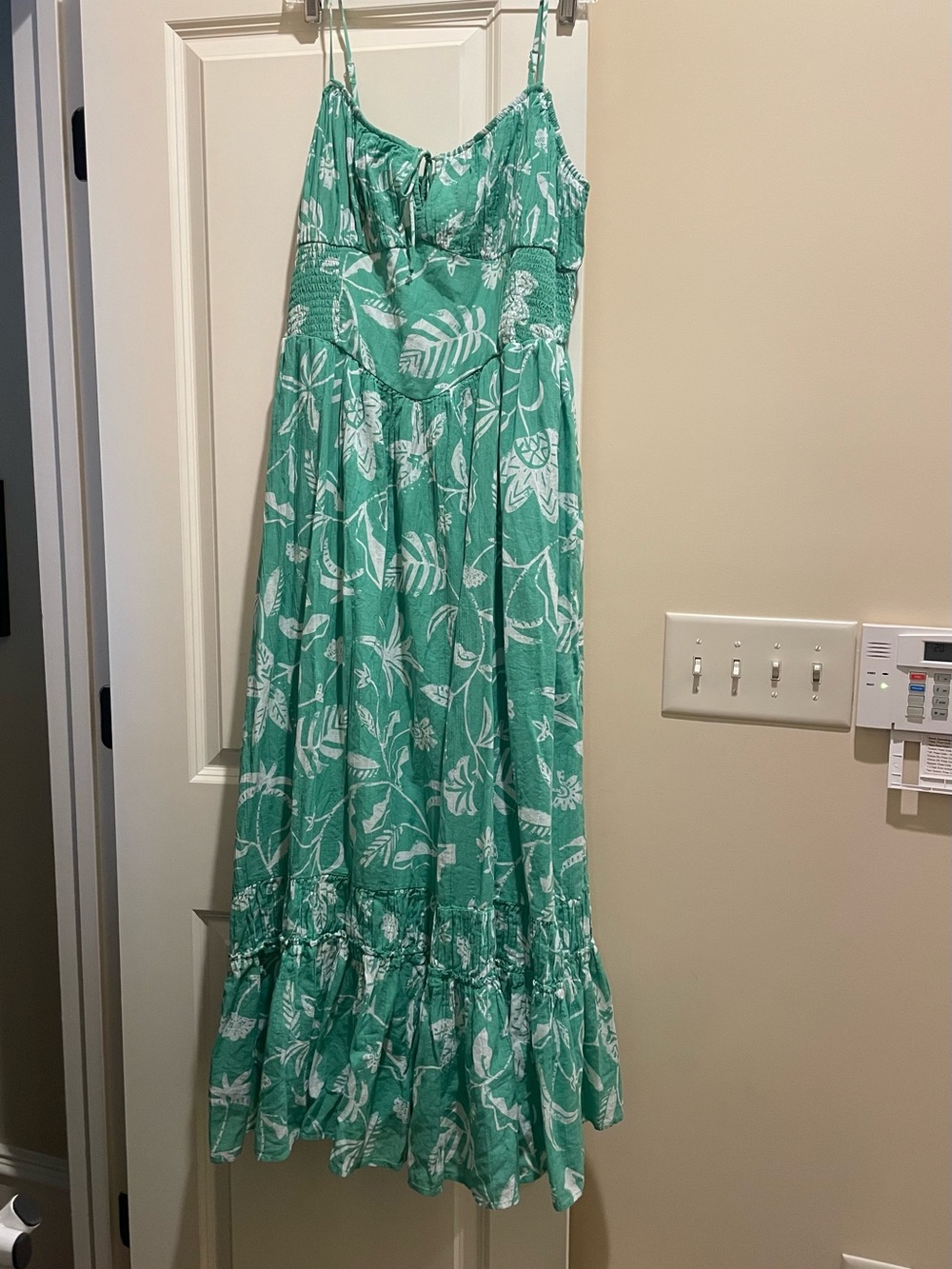 American Eagle Green White Floral Maxi Dress